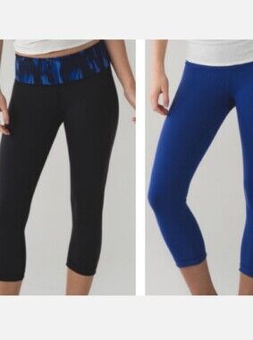 Lululemon Reversible Wunder Under CropIII Black/Sapphire Blue